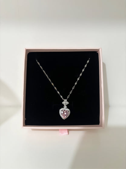Boîte à bijoux collier cœur rose