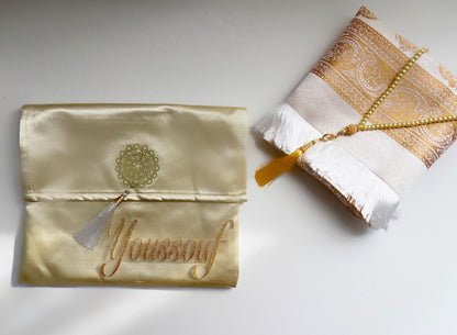 Tapis de prière avec Chapelet et Pochette Satinée